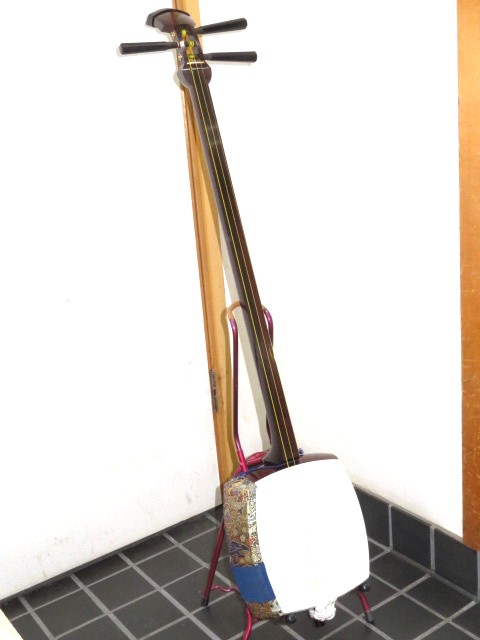 中古三味線　紅木　民謡