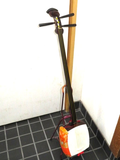 中古三味線　紅木　長唄