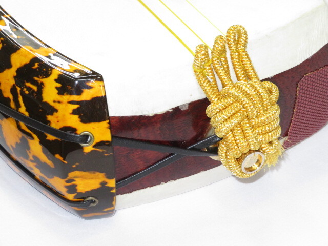 中古三味線　紅木　津軽　金細　綾杉胴