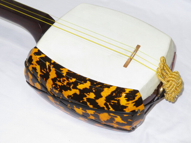 中古三味線　紅木　津軽　金細　綾杉胴