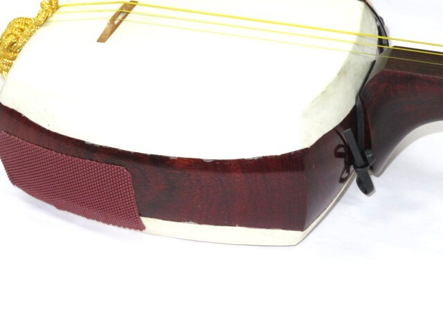 中古三味線　紅木　津軽　金細　綾杉胴