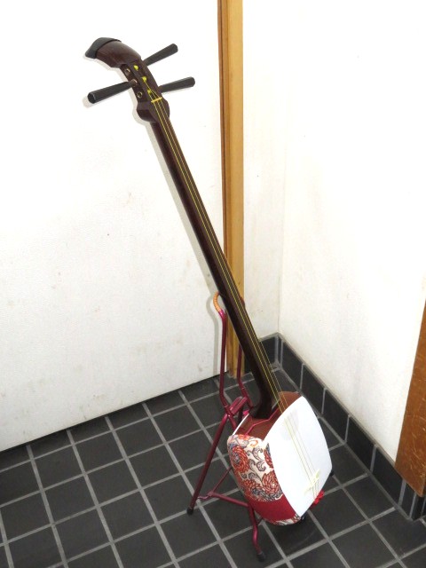 中古三味線　紅木　長唄