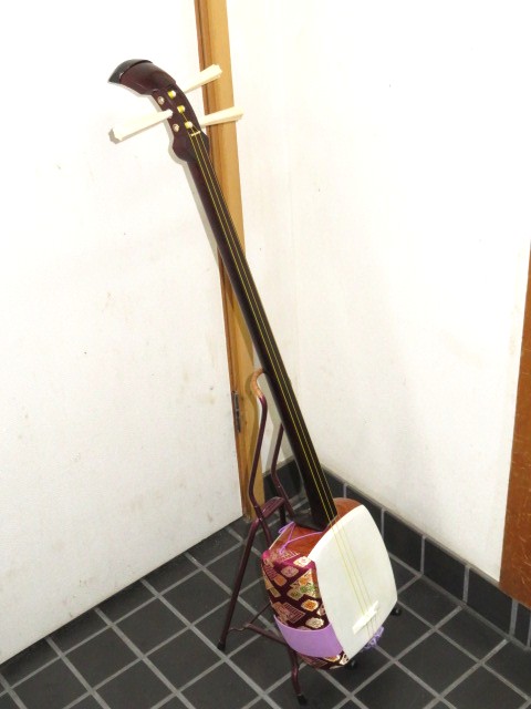 中古三味線　紅木　地唄